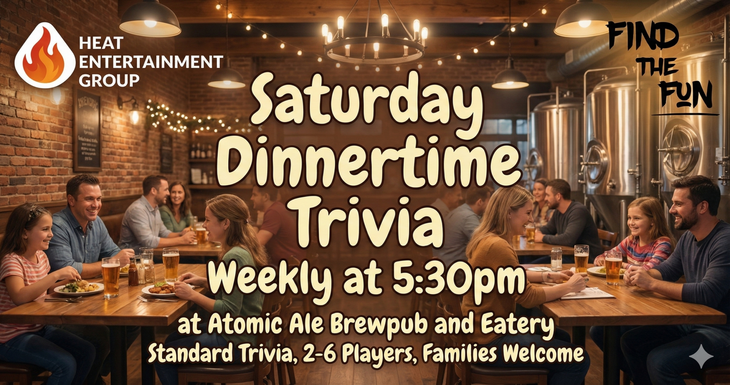Dinnertime Trivia at Atomic Ale Brewpub and Eatery โ Saturdays