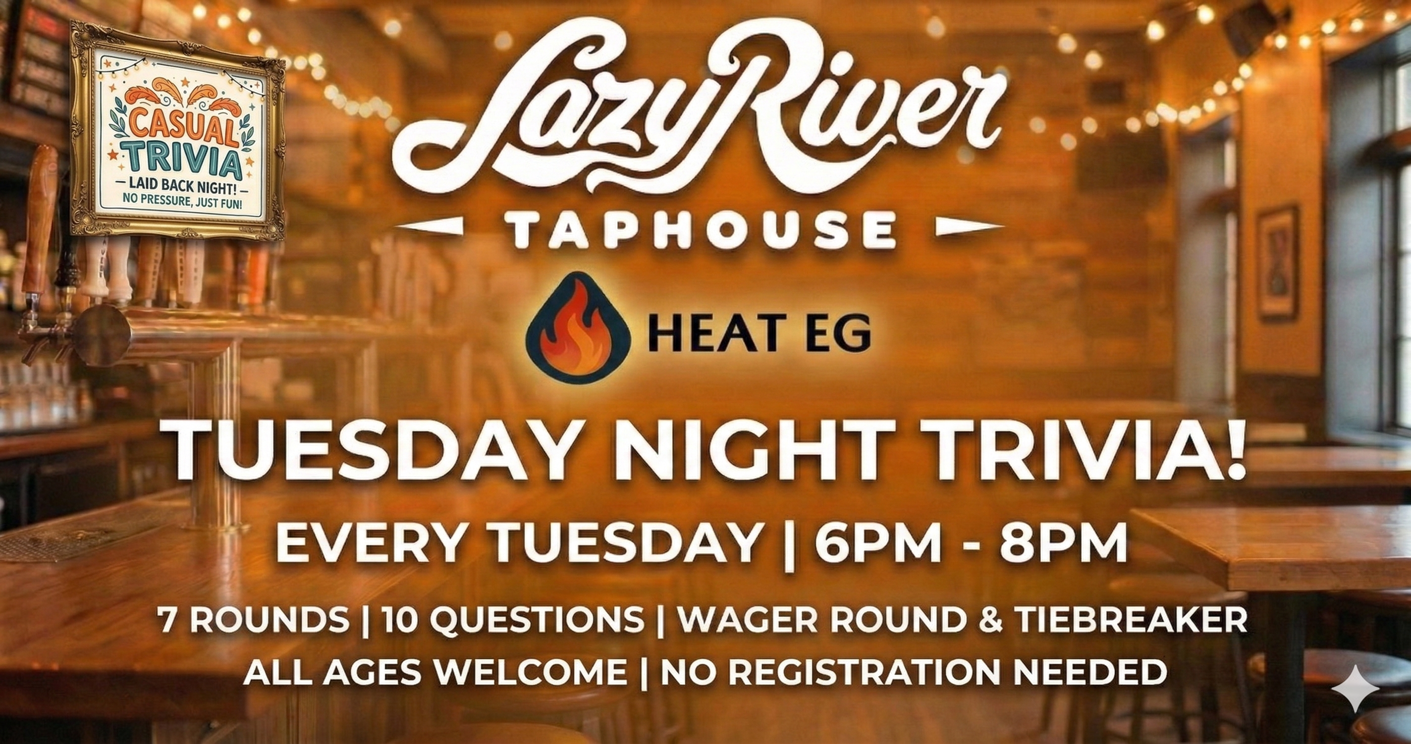 Tuesday Evening Trivia at Lazy River Taphouse